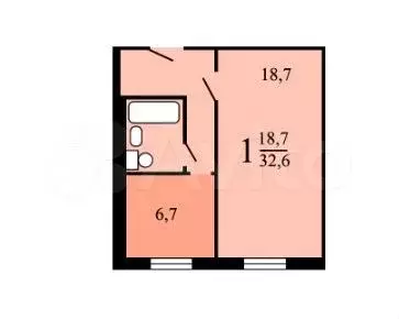 1-к. квартира, 32,3 м, 7/9 эт. - Фото 0