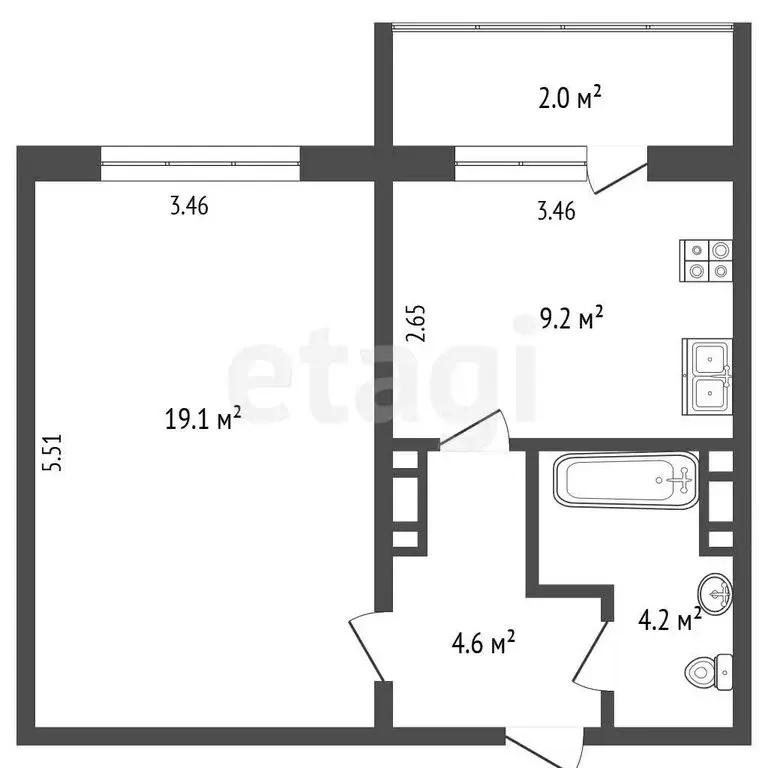 1-комнатная квартира: Омск, посёлок Биофабрика, 18 (37.1 м) - Фото 1