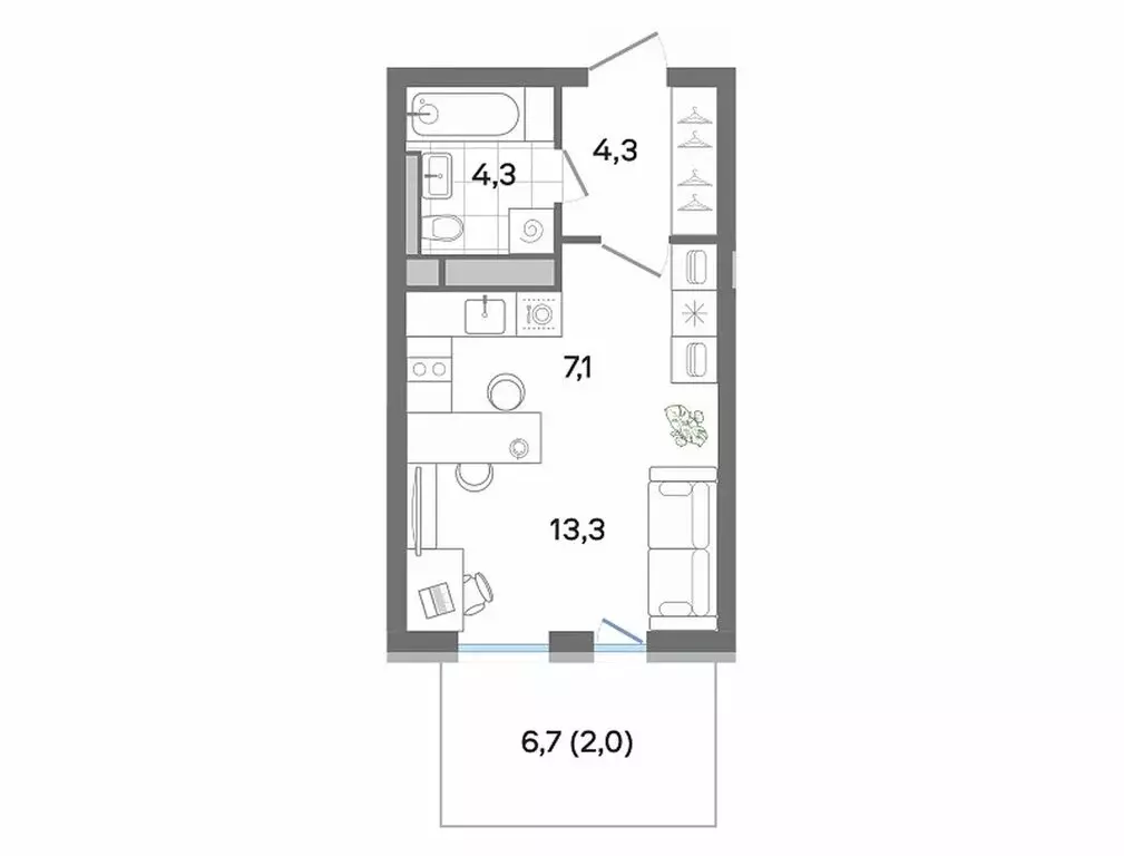 Квартира-студия: посёлок городского типа Ильинский, Театральная улица, ... - Фото 1