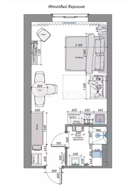 Квартира-студия: Белокуриха, Загородная улица, 2 (27.4 м) - Фото 2