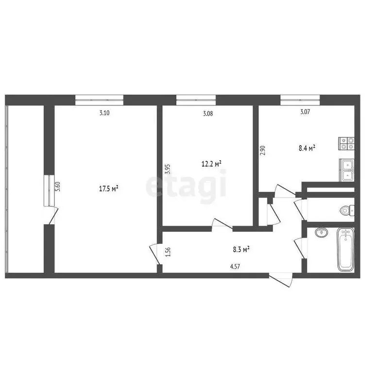 2-комнатная квартира: Орёл, Кромская улица, 9 (50.5 м) - Фото 0