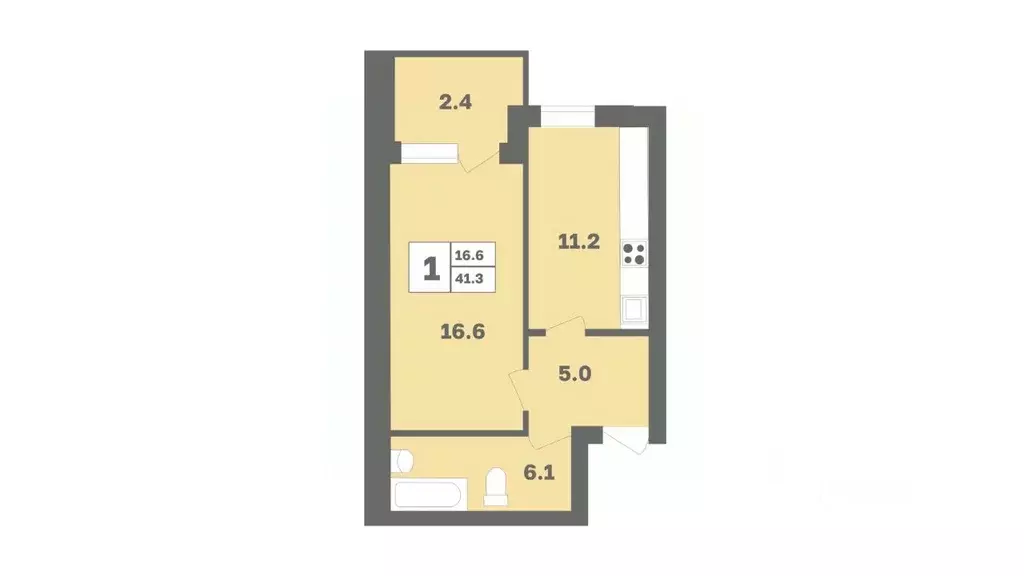 1-к кв. Башкортостан, Уфа Дагестанская ул., лит12 (41.3 м) - Фото 1