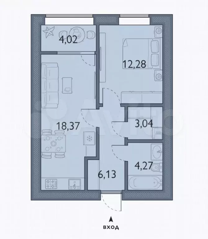 1-к. квартира, 48,1 м, 2/15 эт. - Фото 1