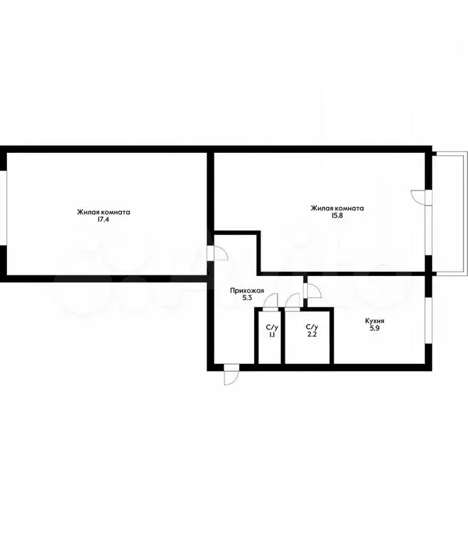 2-к. квартира, 48 м, 3/5 эт. - Фото 0