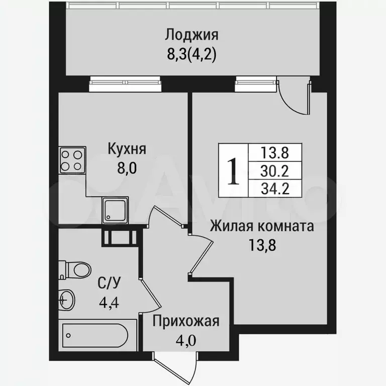 квартира-студия, 30,2 м, 3/15 эт. - Фото 0