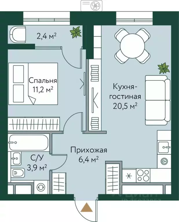 1-к кв. Волгоградская область, Волгоград Новосибирская ул., 74с1 (44.4 ... - Фото 0