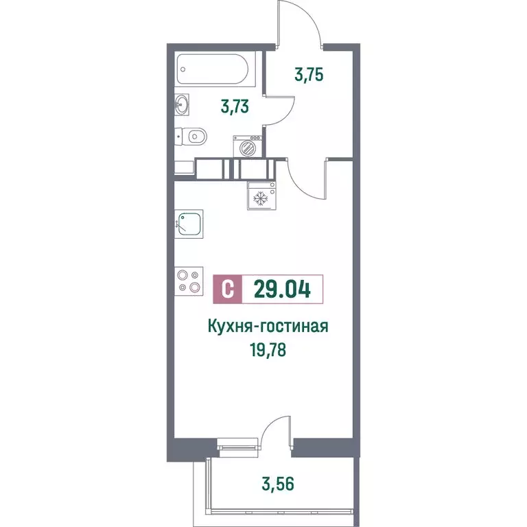 Квартира-студия: Мурино, Ручьёвский проспект, 1/24 (29.04 м) - Фото 0