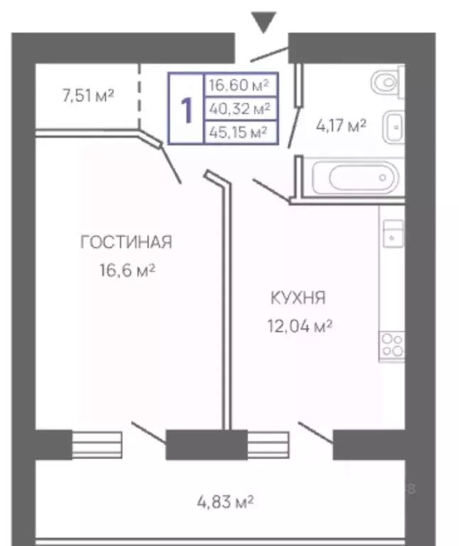 1-к кв. Самарская область, Самара ул. Советской Армии, 177 (45.8 м) - Фото 0