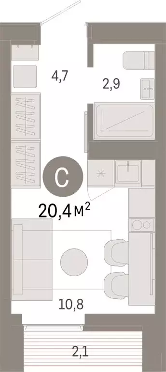 Квартира-студия: Екатеринбург, улица Гастелло, 19А (20.37 м) - Фото 1