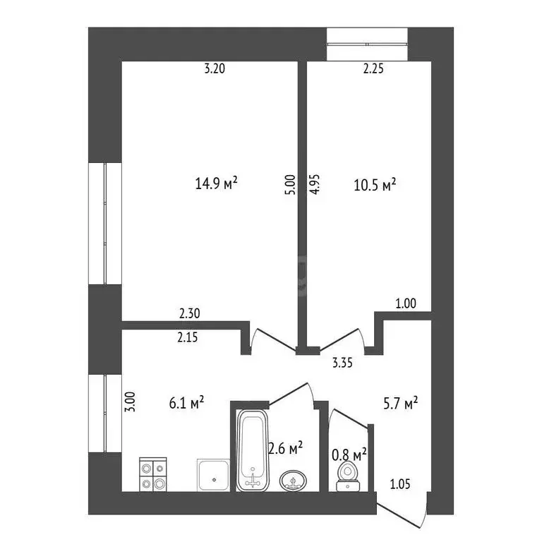 2-комнатная квартира: посёлок городского типа Богандинский, Юбилейная ... - Фото 1