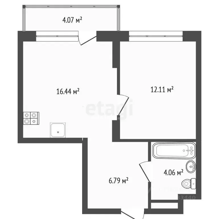 1-к кв. Тюменская область, Тюмень Полевая ул., 108 (43.47 м) - Фото 1