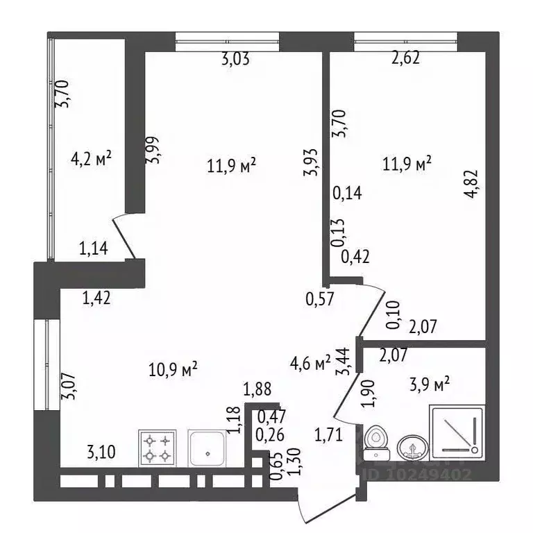 2-к кв. Башкортостан, Уфа ул. Евгения Столярова, 16 (45.0 м) - Фото 2