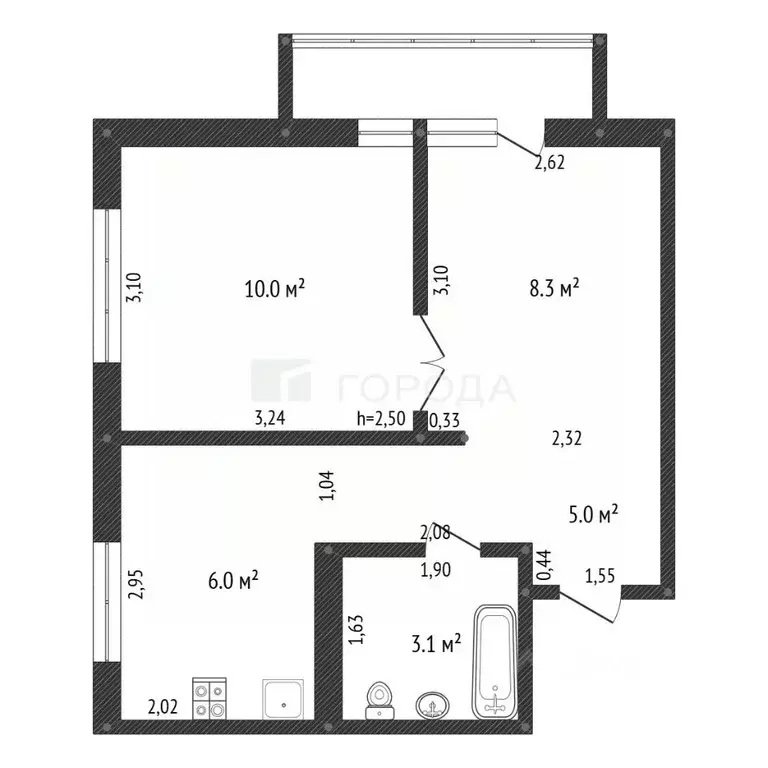 2-к кв. Алтайский край, Барнаул ул. Парижской Коммуны, 50 (35.0 м) - Фото 2