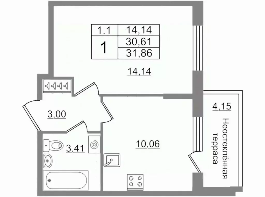 1-к кв. Санкт-Петербург Пулковское ш., 99 (32.0 м) - Фото 1