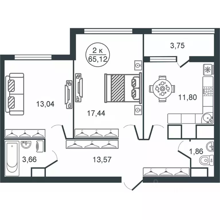 2-к кв. Тверская область, Тверь Южный мкр,  (65.12 м) - Фото 1