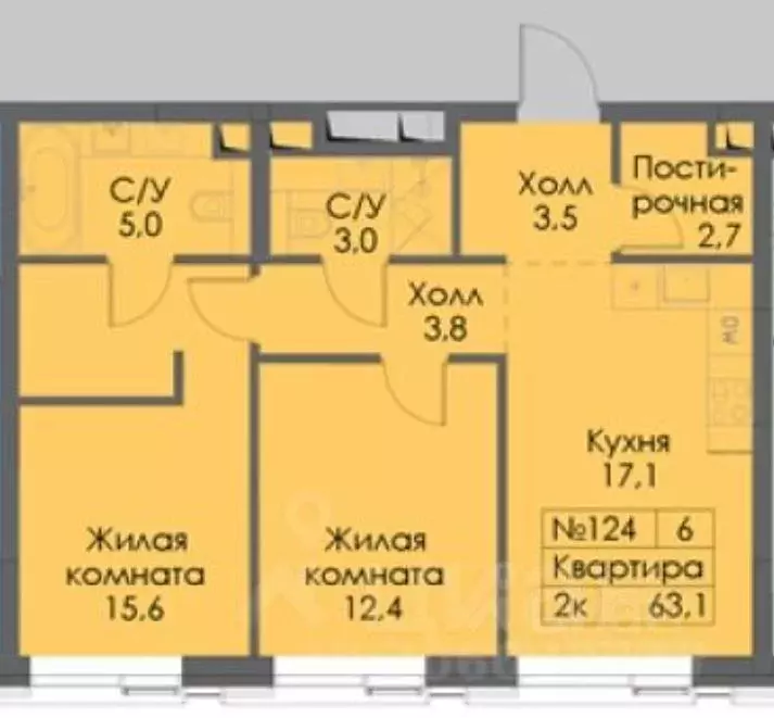 2-к кв. Москва Часовая ул., 28/1 (64.1 м) - Фото 1