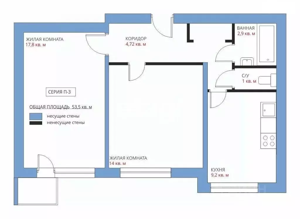 2-к кв. Татарстан, Казань Азино-1 мкр, ул. Закиева, 17 (50.6 м) - Фото 1