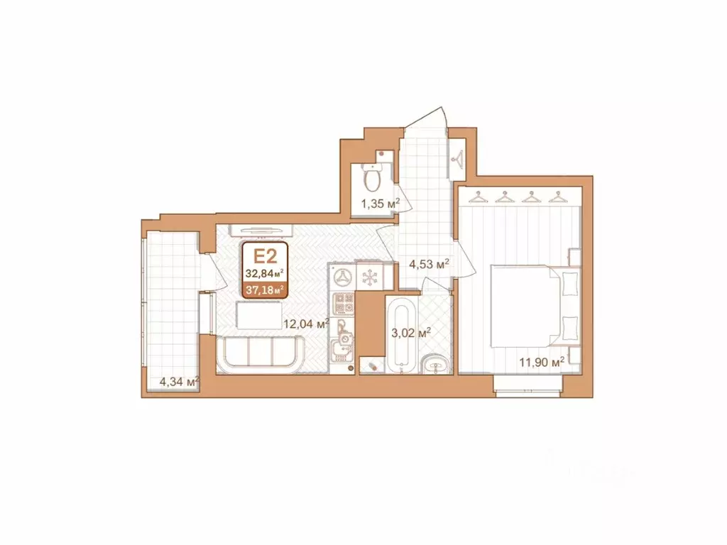 1-к кв. Тульская область, Тула проезд 2-й Клинской, 8 (33.1 м) - Фото 0