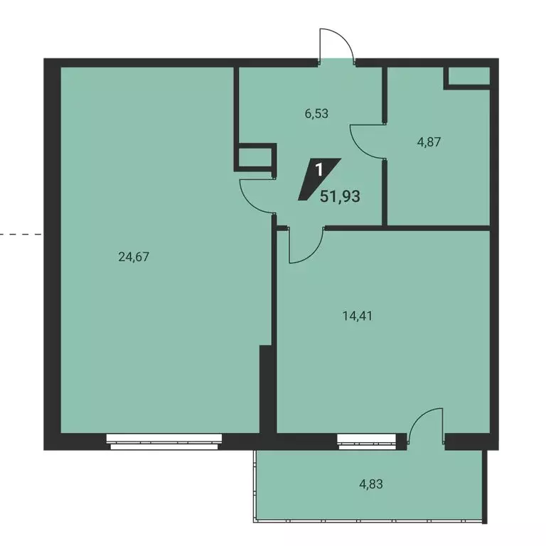 1-комнатная квартира: Екатеринбург, улица Громова, 26 (51.93 м) - Фото 2