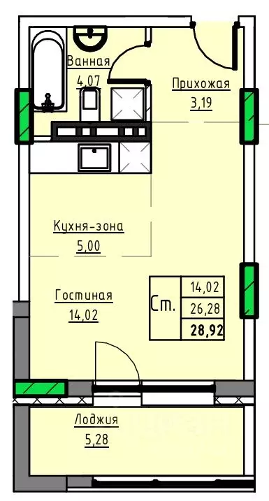 1-к кв. Алтайский край, Заринск 1-й мкр,  (28.92 м) - Фото 1