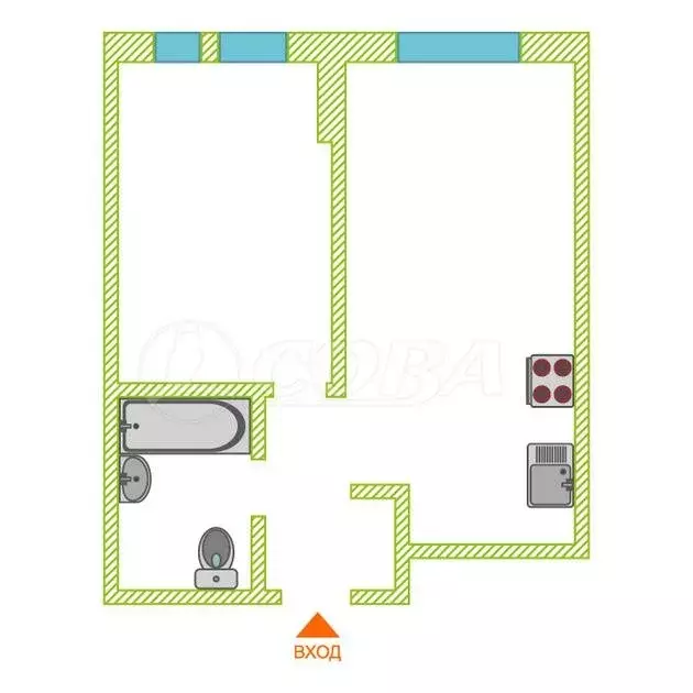 1-комнатная квартира: Тюмень, Полевая улица, 117к4 (39.7 м) - Фото 0