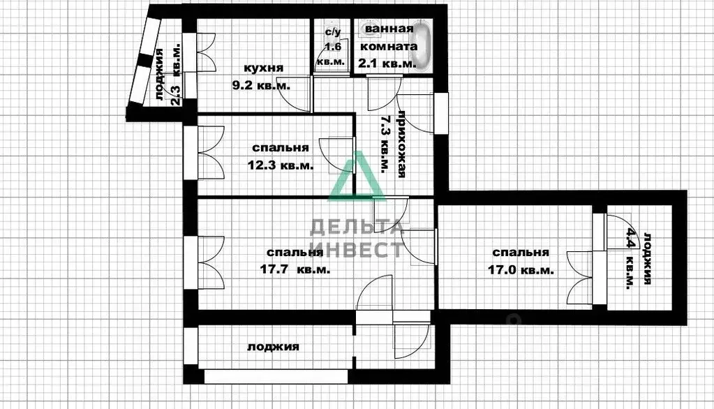 3-к кв. Башкортостан, Уфа ул. Авроры, 25/4 (67.4 м) - Фото 2