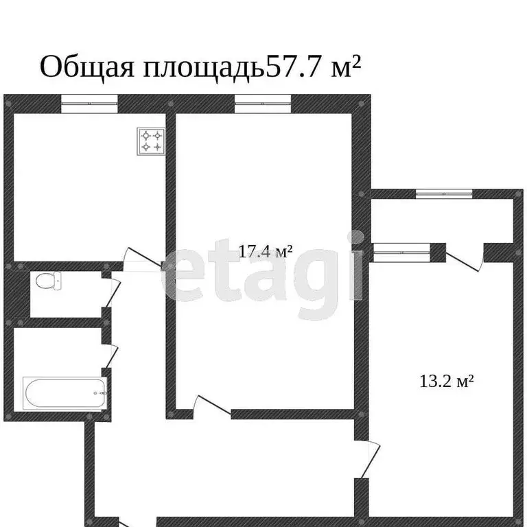 2-комнатная квартира: Тобольск, 15-й микрорайон, 23 (54 м) - Фото 0