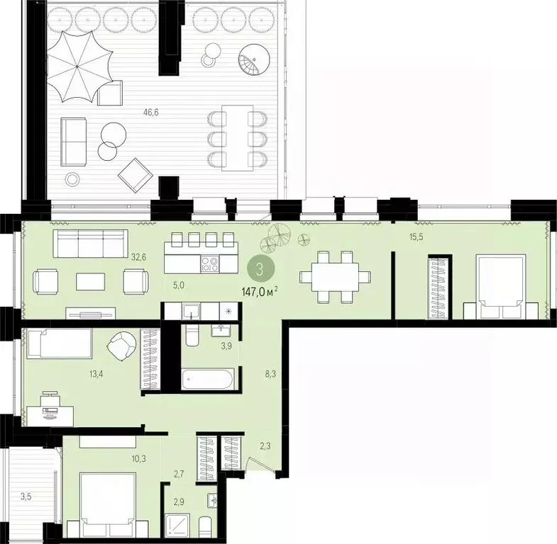 3-к кв. Ханты-Мансийский АО, Сургут Пролетарский просп., с9 (147.0 м) - Фото 1