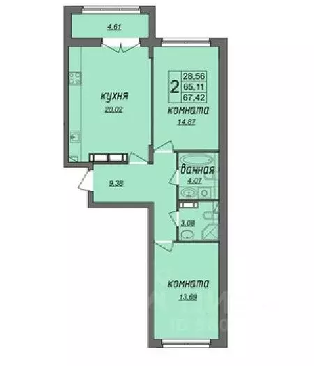 2-к кв. Владимирская область, Муром Колхозная ул., 24 (67.42 м) - Фото 0