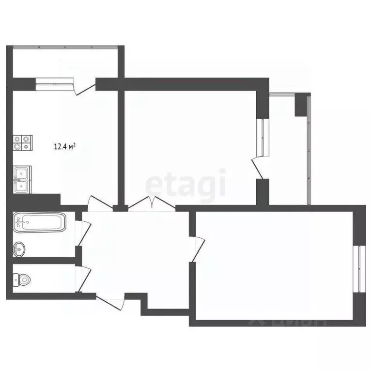 Квартира, 2 комнаты, 60.9 м - Фото 2