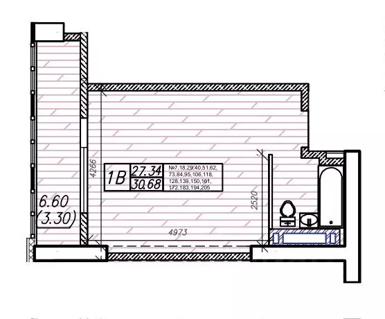 Студия Приморский край, Владивосток Енисейская ул. (30.68 м) - Фото 1