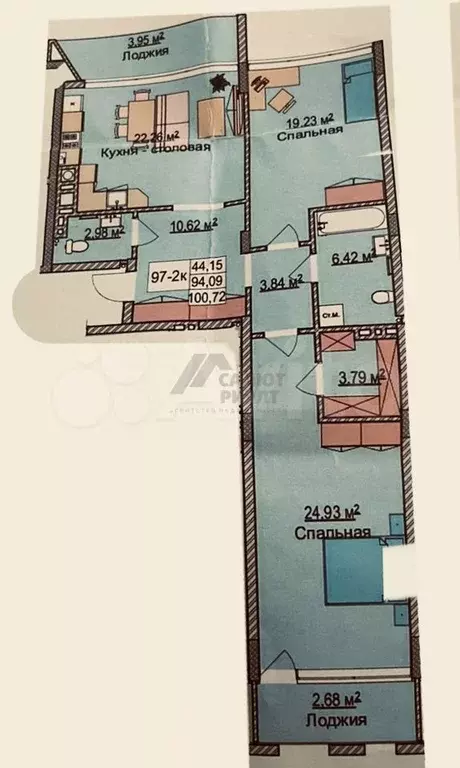 3-к. квартира, 96 м, 3/6 эт. - Фото 0