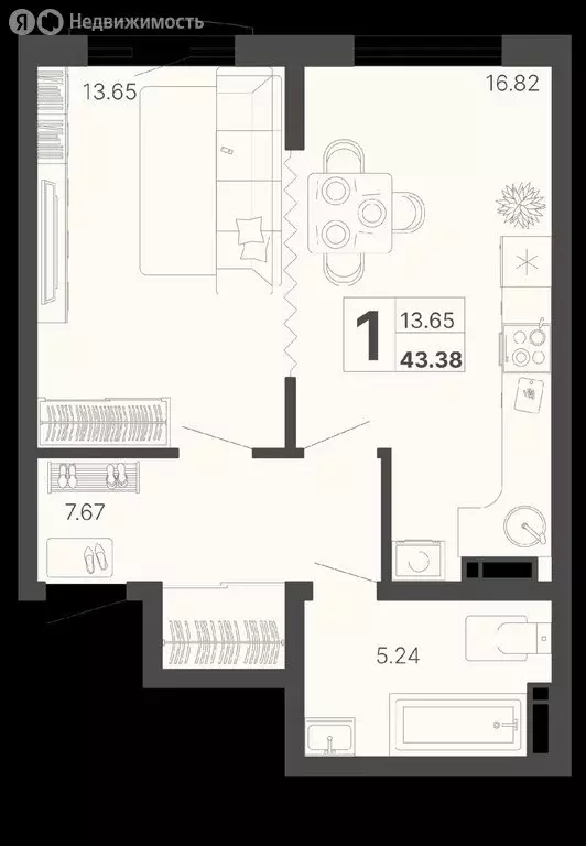 1-комнатная квартира: Сочи, Краснодонская улица, 46 (43.38 м) - Фото 0