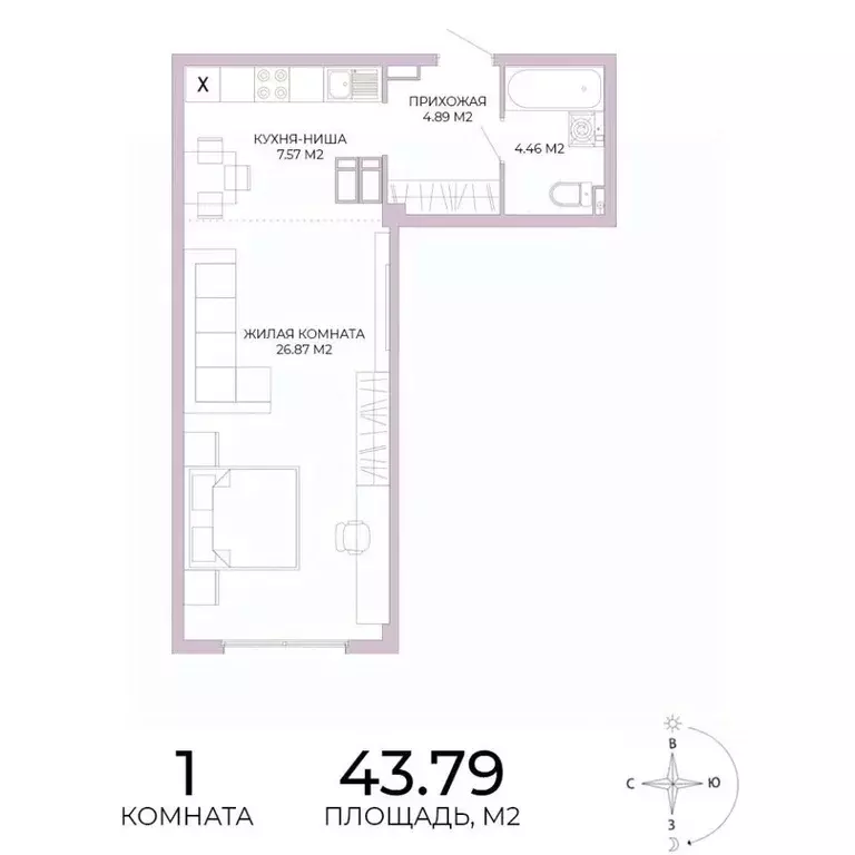 1-к кв. Пензенская область, Пенза Побочинская ул., с17 (43.79 м) - Фото 1