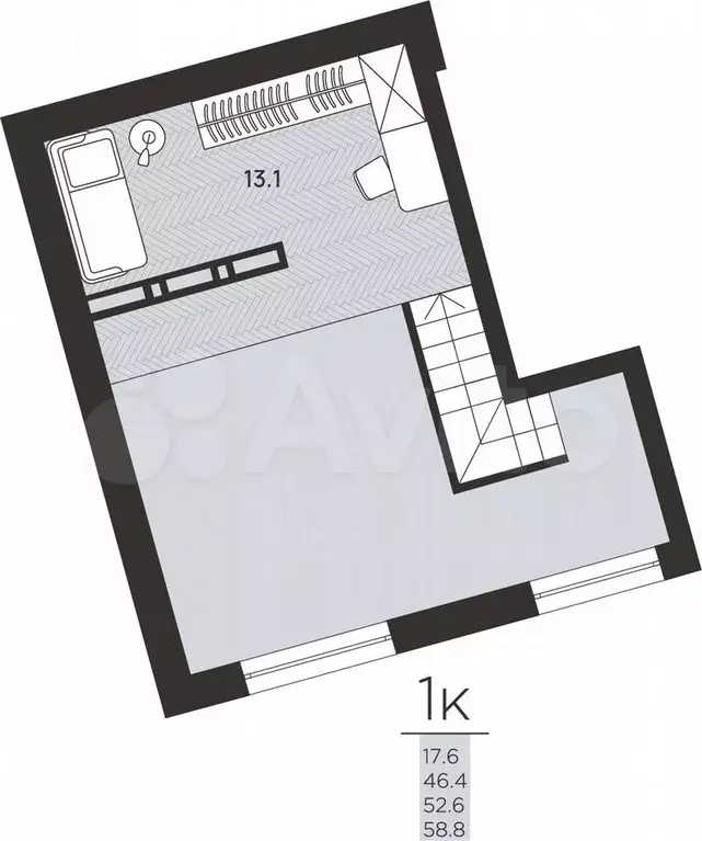 Квартира-студия, 52,6 м, 8/8 эт. - Фото 1