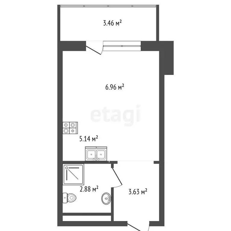 Квартира-студия: Тюмень, Причальная улица, 7 (22.07 м) - Фото 1