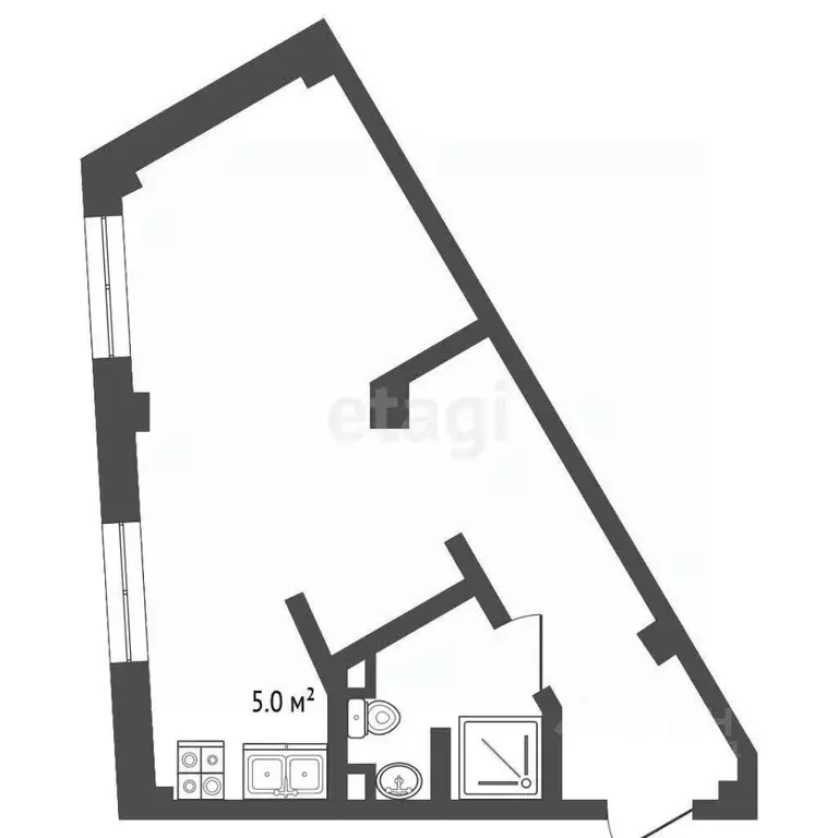 Студия Пермский край, Пермь Кавказская ул., 26 (23.0 м) - Фото 2