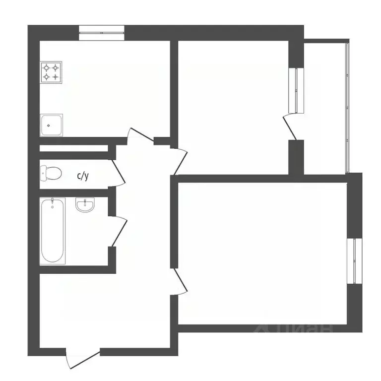 2-к кв. Тюменская область, Тюмень ул. Александра Протозанова, 16к1 ... - Фото 2