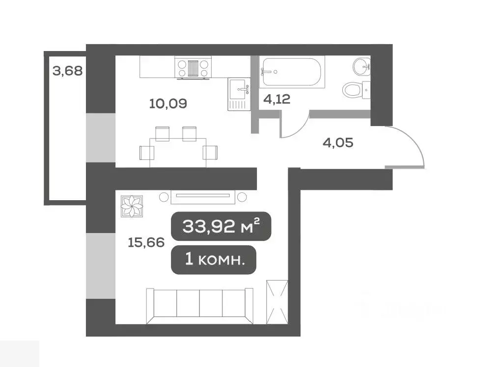 1-к кв. Красноярский край, Красноярск ул. Петра Подзолкова (34.0 м) - Фото 2