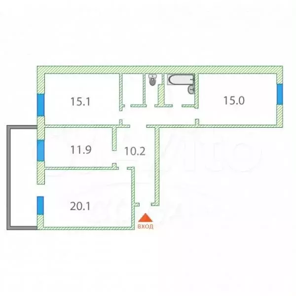 3-к. квартира, 88 м, 7/10 эт. - Фото 0