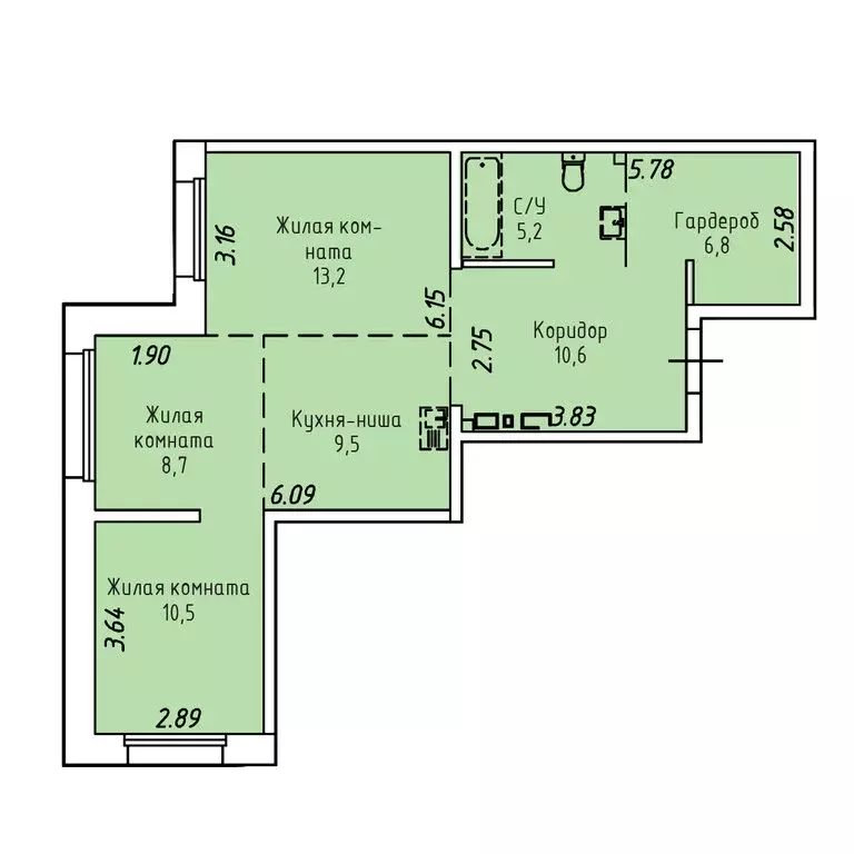 3-комнатная квартира: Иркутск, Култукская улица, 16 (64.5 м) - Фото 0