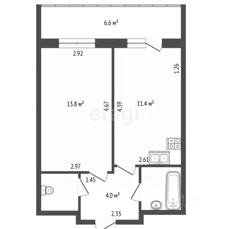 1-к кв. Санкт-Петербург просп. Королева, 57к1 (33.3 м) - Фото 2