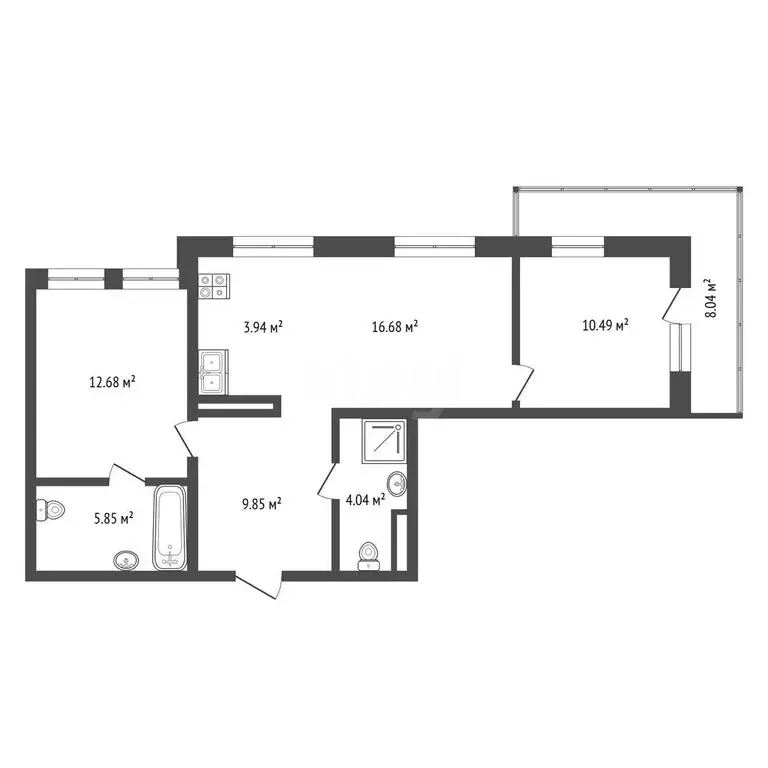 2-комнатная квартира: Тюмень, Краснооктябрьская улица, 4к1 (63.7 м) - Фото 1