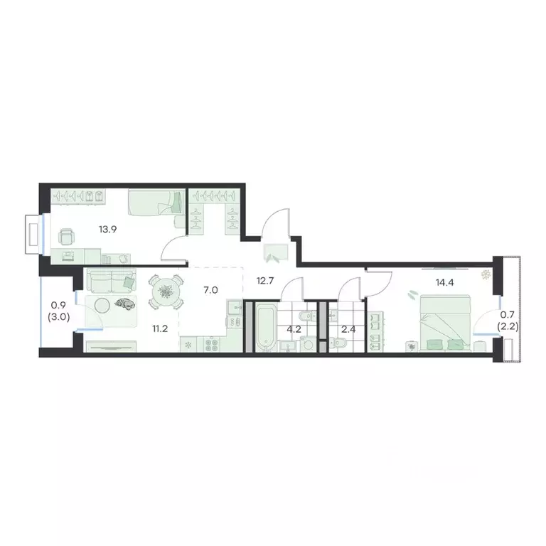 3-к кв. Московская область, Раменское G3 Михалевич жилой комплекс ... - Фото 1