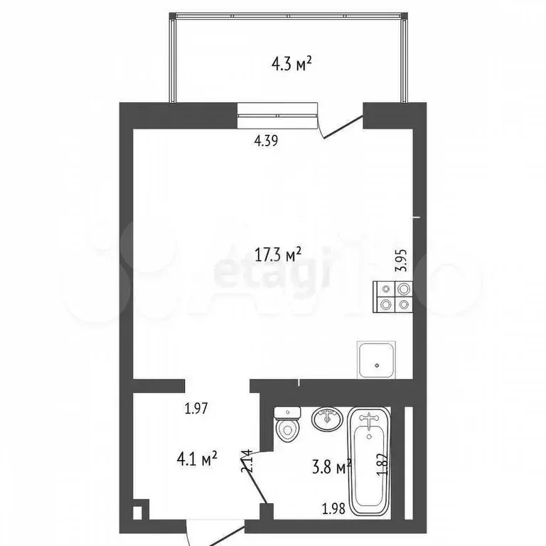 Квартира-студия, 25,2 м, 2/16 эт. - Фото 0