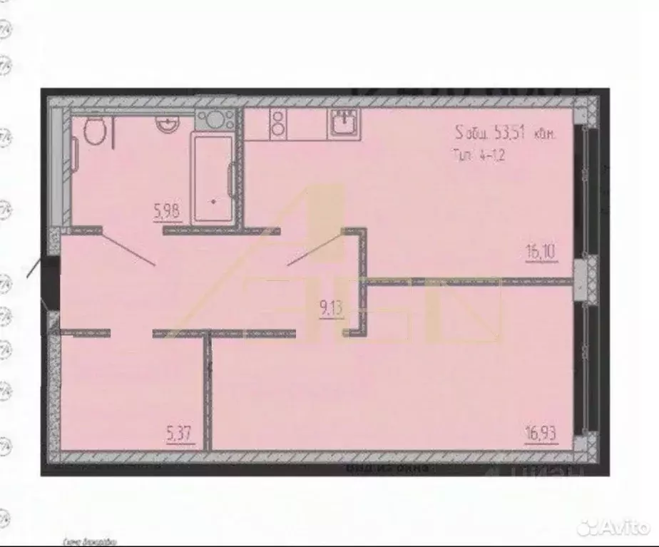 1-к кв. Санкт-Петербург ул. Салова, 61 (54.0 м) - Фото 2