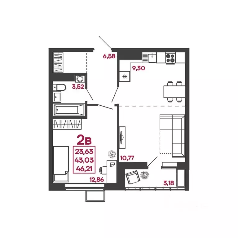 2-к кв. Пензенская область, Пенза ул. Измайлова, 41Б (46.21 м) - Фото 1
