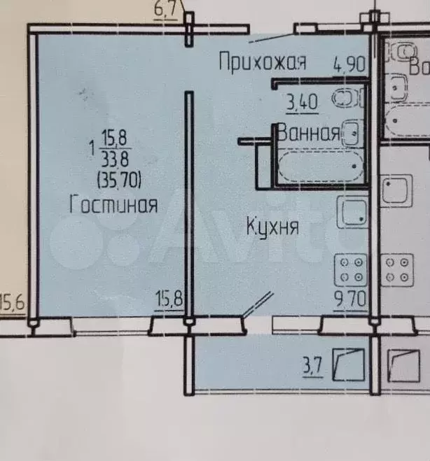 1-к. квартира, 36 м, 5/10 эт. - Фото 0