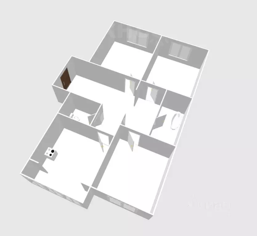 3-к кв. Сахалинская область, Южно-Сахалинск Физкультурная ул., 42 ... - Фото 2