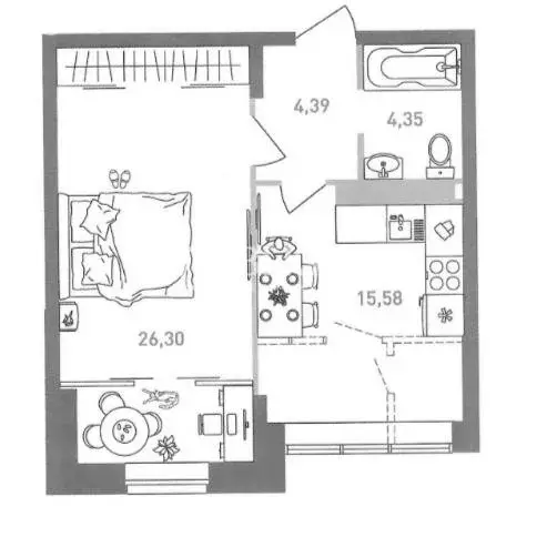 1-комнатная квартира: Ярославль, Силикатное шоссе, 17 (51.5 м) - Фото 2